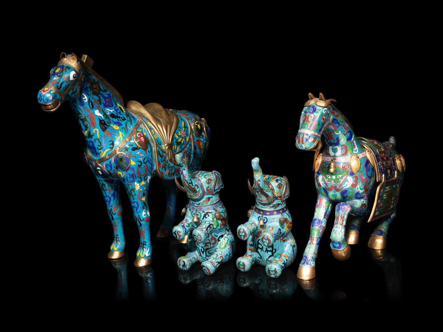 Two Chinese Cloisonné Enamel Animal Figures