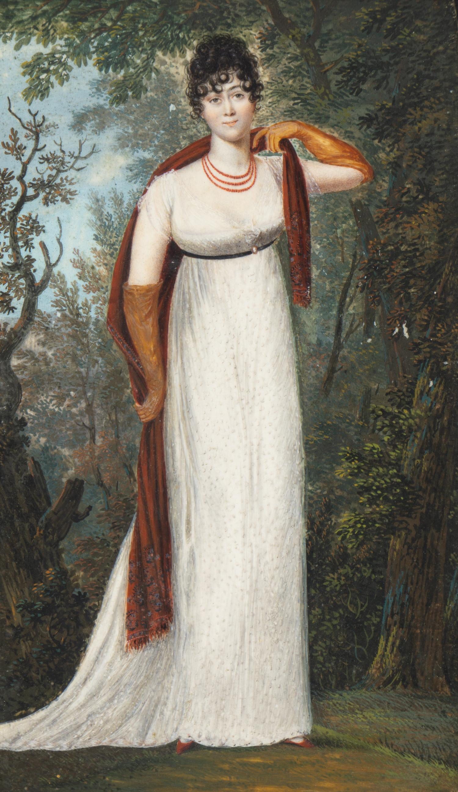 Two Reverse-Painted Glass Portraits of Madame and Monsieur Enfantin