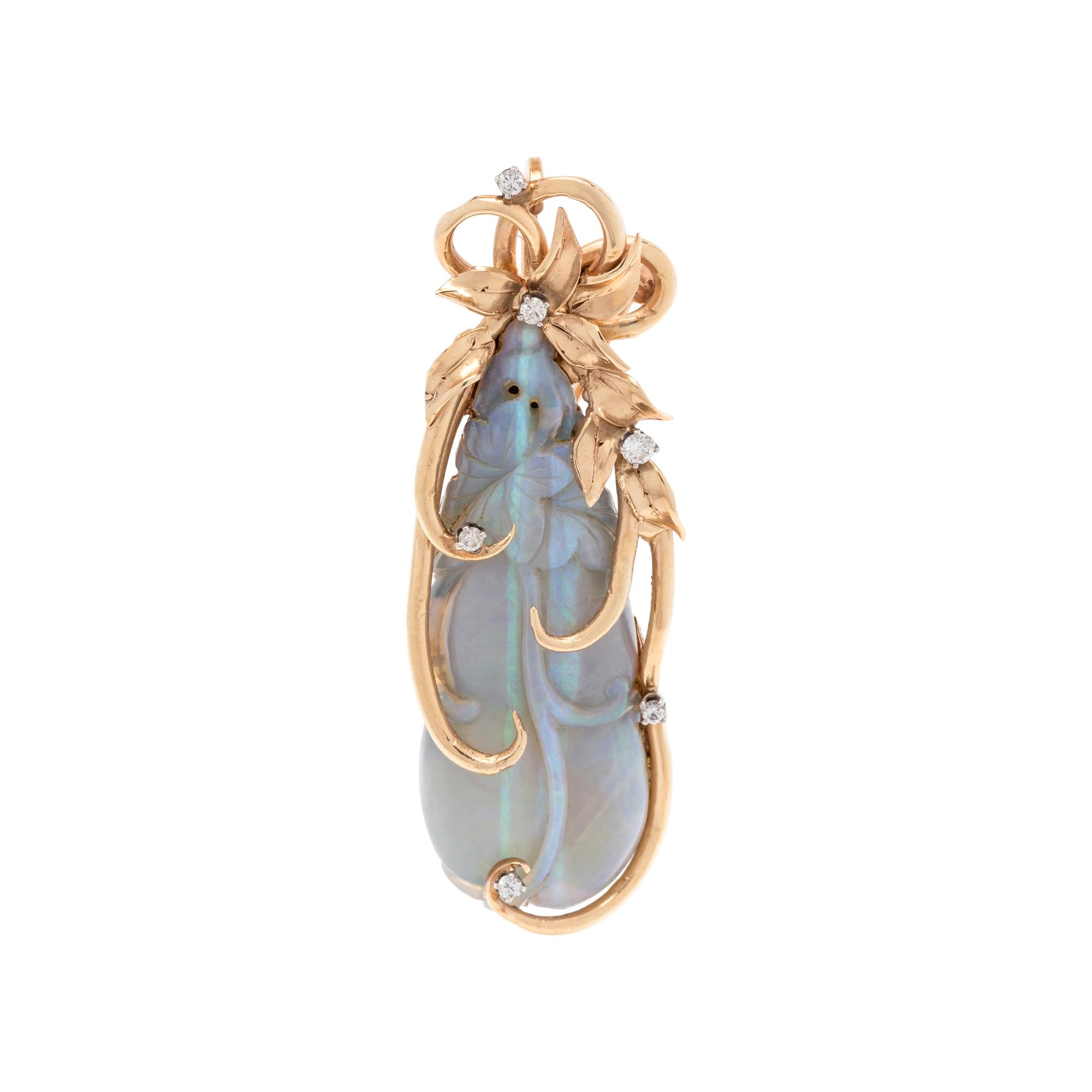 OPAL AND DIAMOND PENDANT/BROOCH