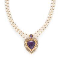 COLLECTION OF YELLOW GOLD, CULTURED PEARL, AMETHYST, AND DIAMOND JEWELRY