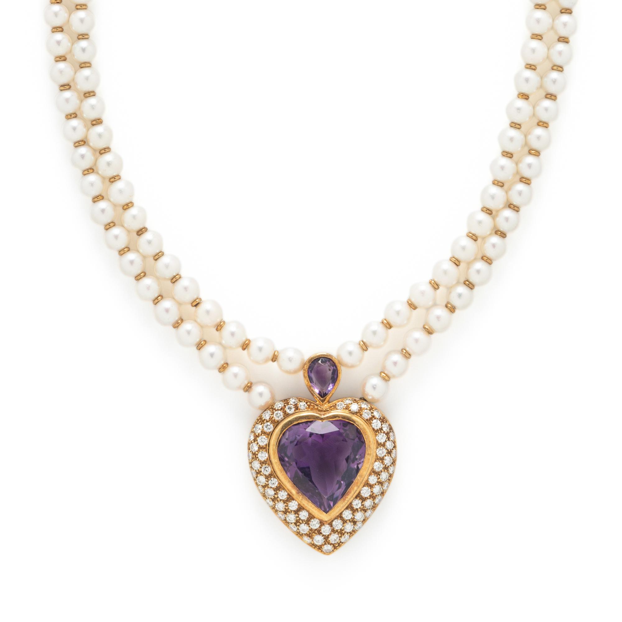 COLLECTION OF YELLOW GOLD, CULTURED PEARL, AMETHYST, AND DIAMOND JEWELRY