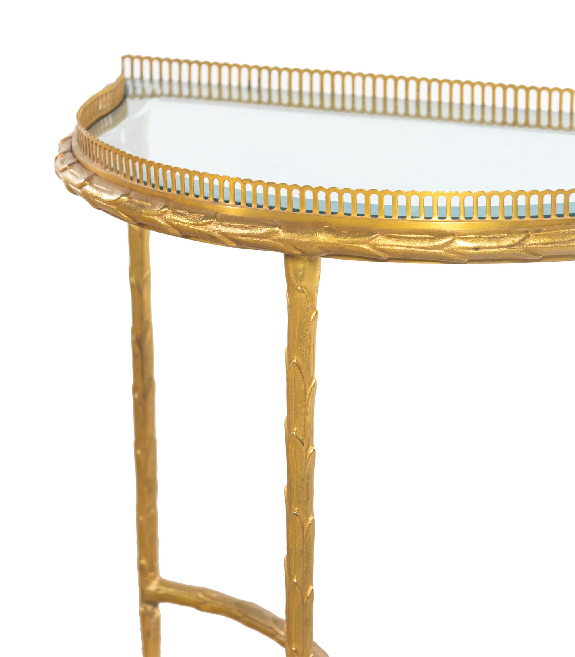 A French Gilt Metal and Glass Three-Part Cocktail Table