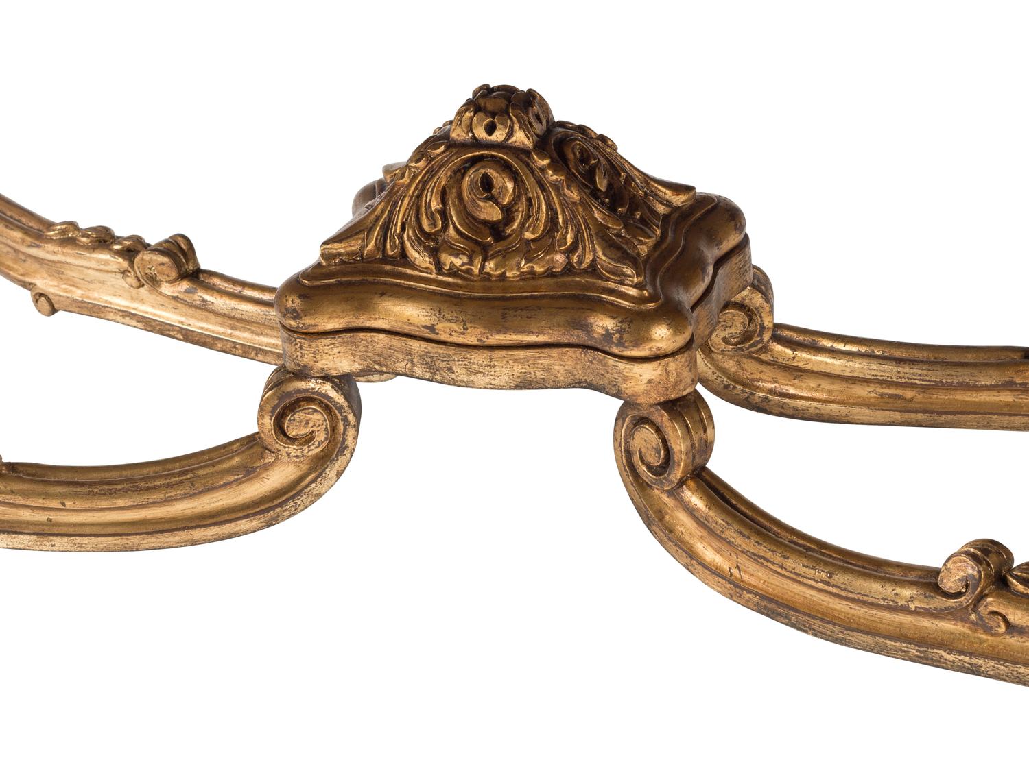 A Louis XV Style Carved Giltwood and Scagliola Table
