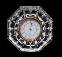 A Waterford Crystal Octagonal Clock Diameter 5 1/2 inches. — 20TH CENTURY