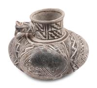 Tularosa Black-on-White Lobed Pottery Jar, with Dog Effigy
