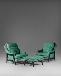 Pair of Lounge Chairs with Ottoman, Dunbar, USA