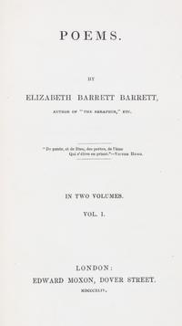 BROWNING, ELIZABETH BARRETT. Poems. London, 1845. 2 vols. First edition.