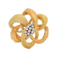 FRENCH, BICOLOR GOLD AND DIAMOND BROOCH