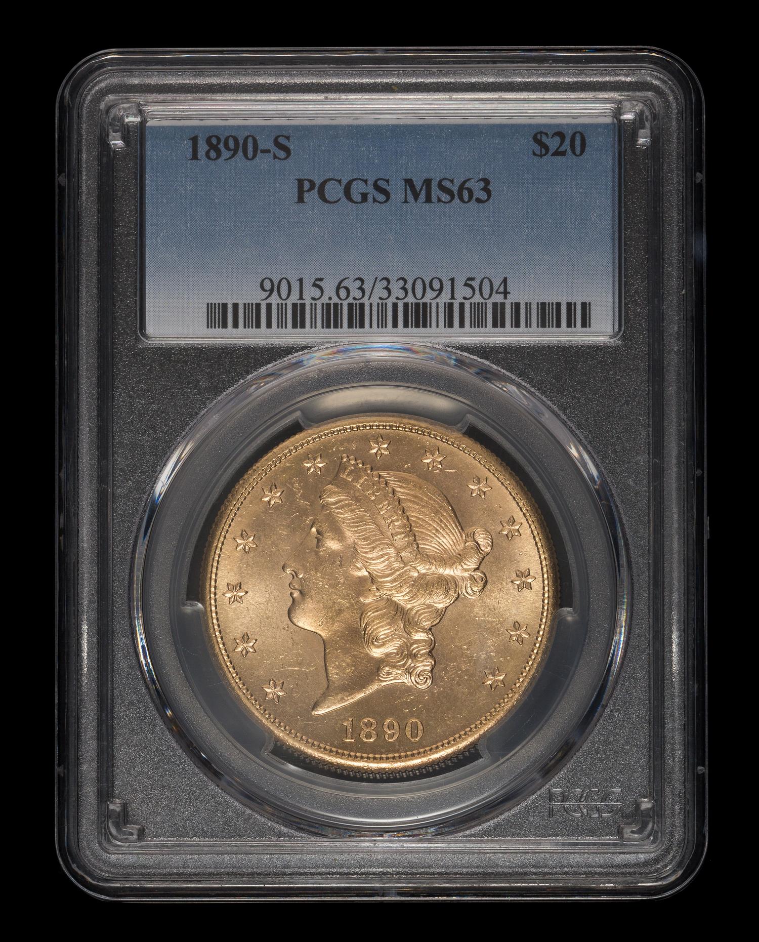A United States 1890-S Liberty Head $20 Gold Coin