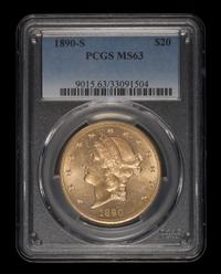 A United States 1890-S Liberty Head $20 Gold Coin