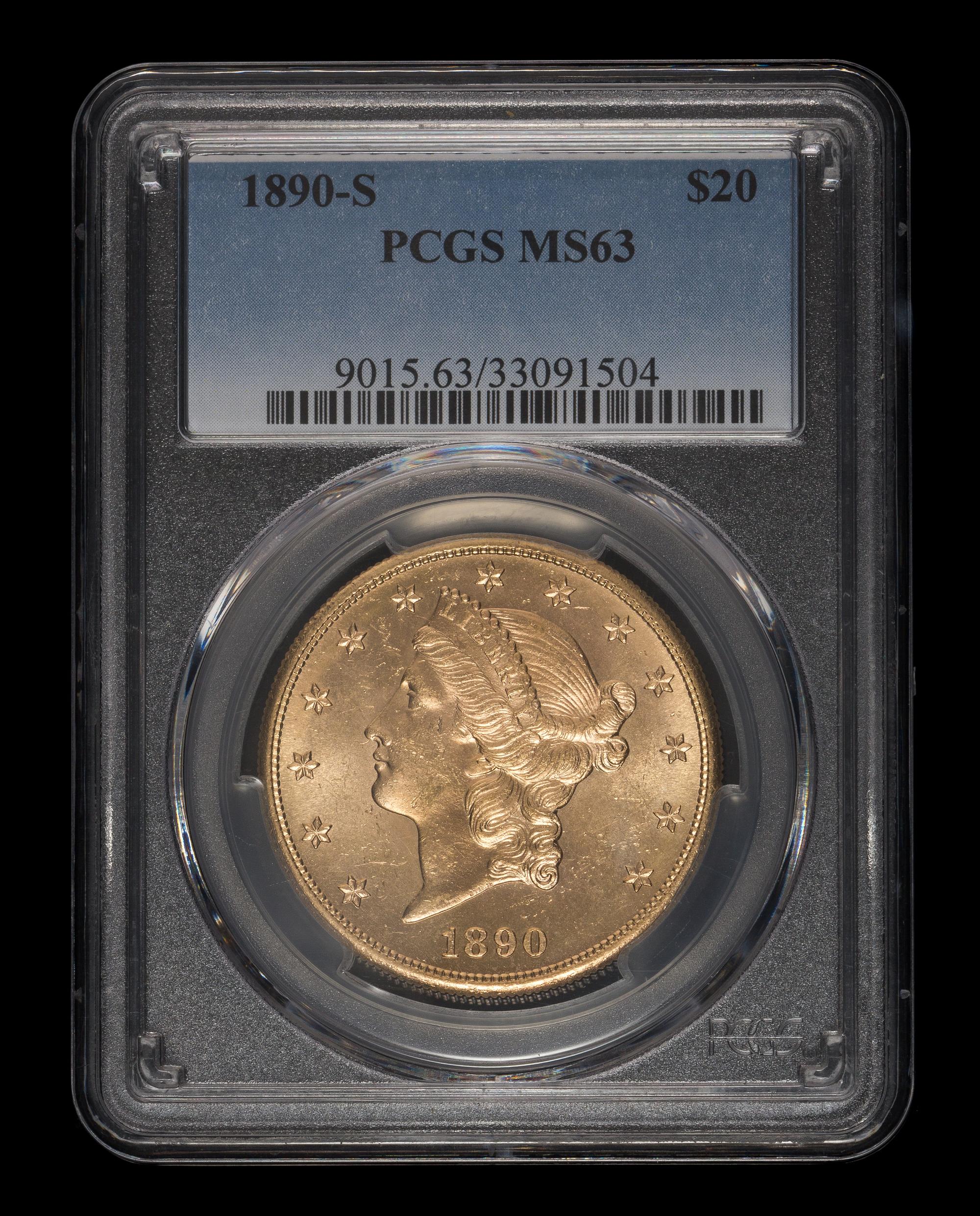 A United States 1890-S Liberty Head $20 Gold Coin