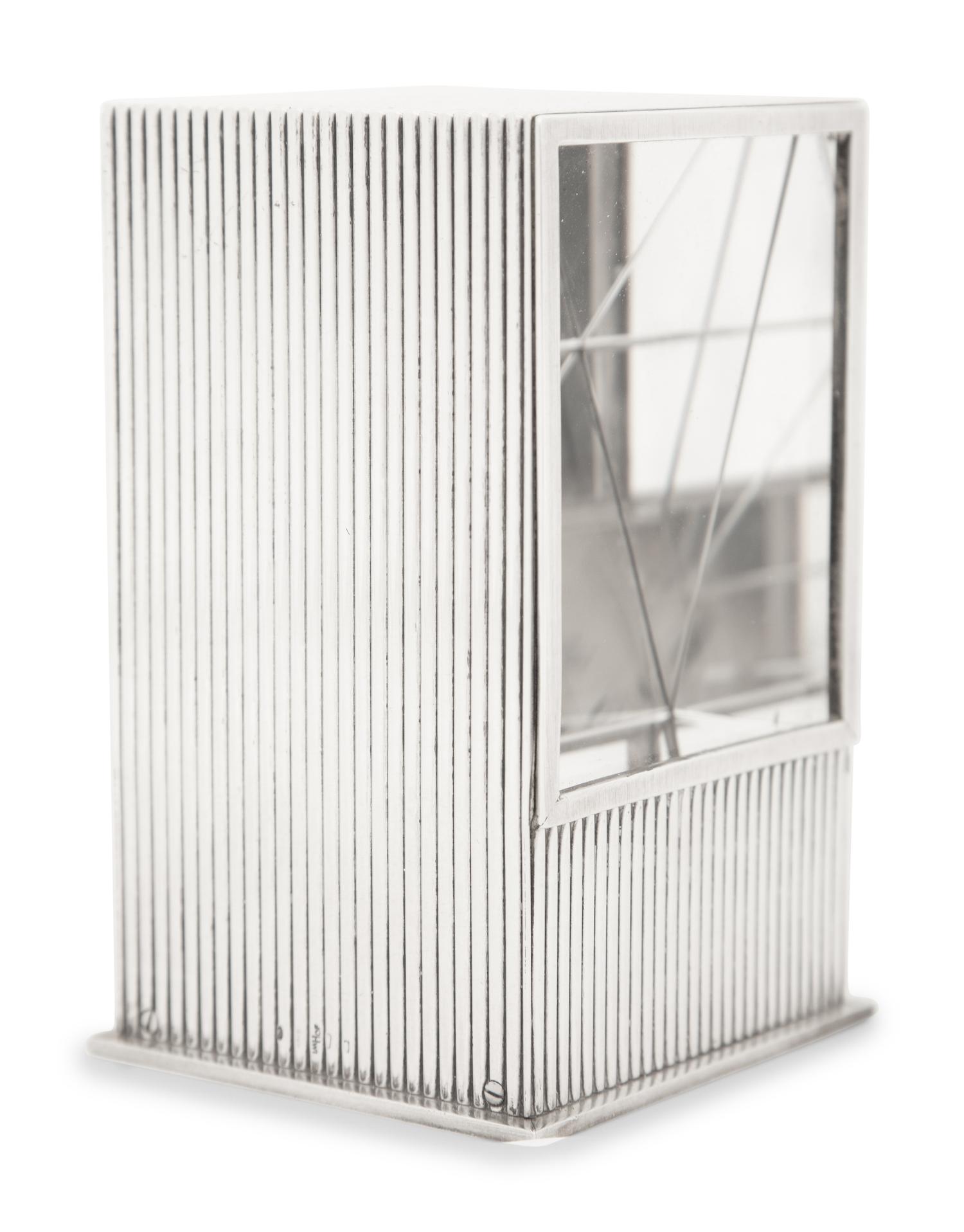 A Cartier Silver Prism Mystery Clock