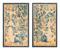 A Pair of Flemish Tapestry Panels Emblematic of Hope and Justice