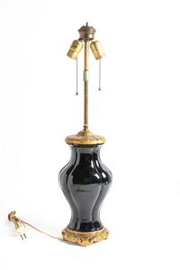 A Gilt Bronze Mounted Steuben Black Amethyst Lamp Height 27 inches.