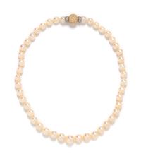 CULTURED PEARL AND DIAMOND NECKLACE