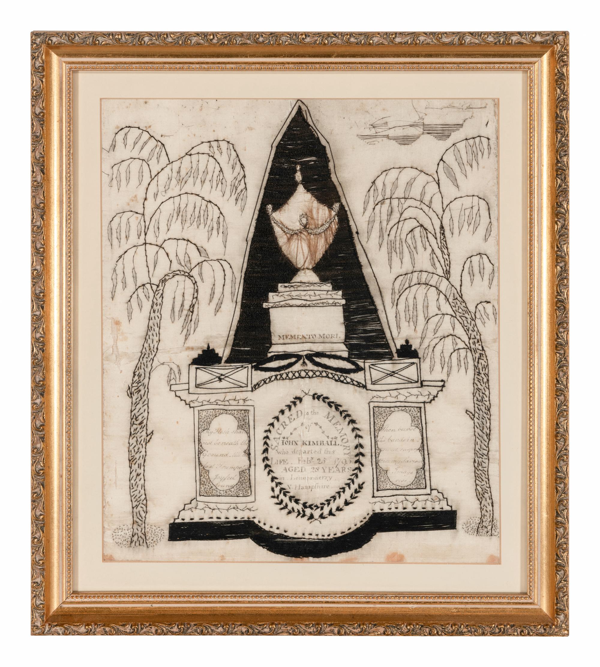 A Needlework Memento Mori Picture For John Kimball (New Hampshire, 1767-1795)