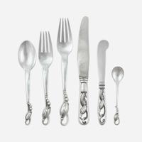 Georg Jensen (Danish, 1866-1935) A Sterling Flatware Service for Twelve in the "Blossom" Pattern, Georg Jensen, Denmark, designed 1919, the present lot late 20th century