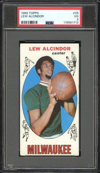 A 1969 Topps Kareem Abdul Jabbar (Lew Alcindor) Rookie Basketball Card No. 25 (PSA 3 VG)