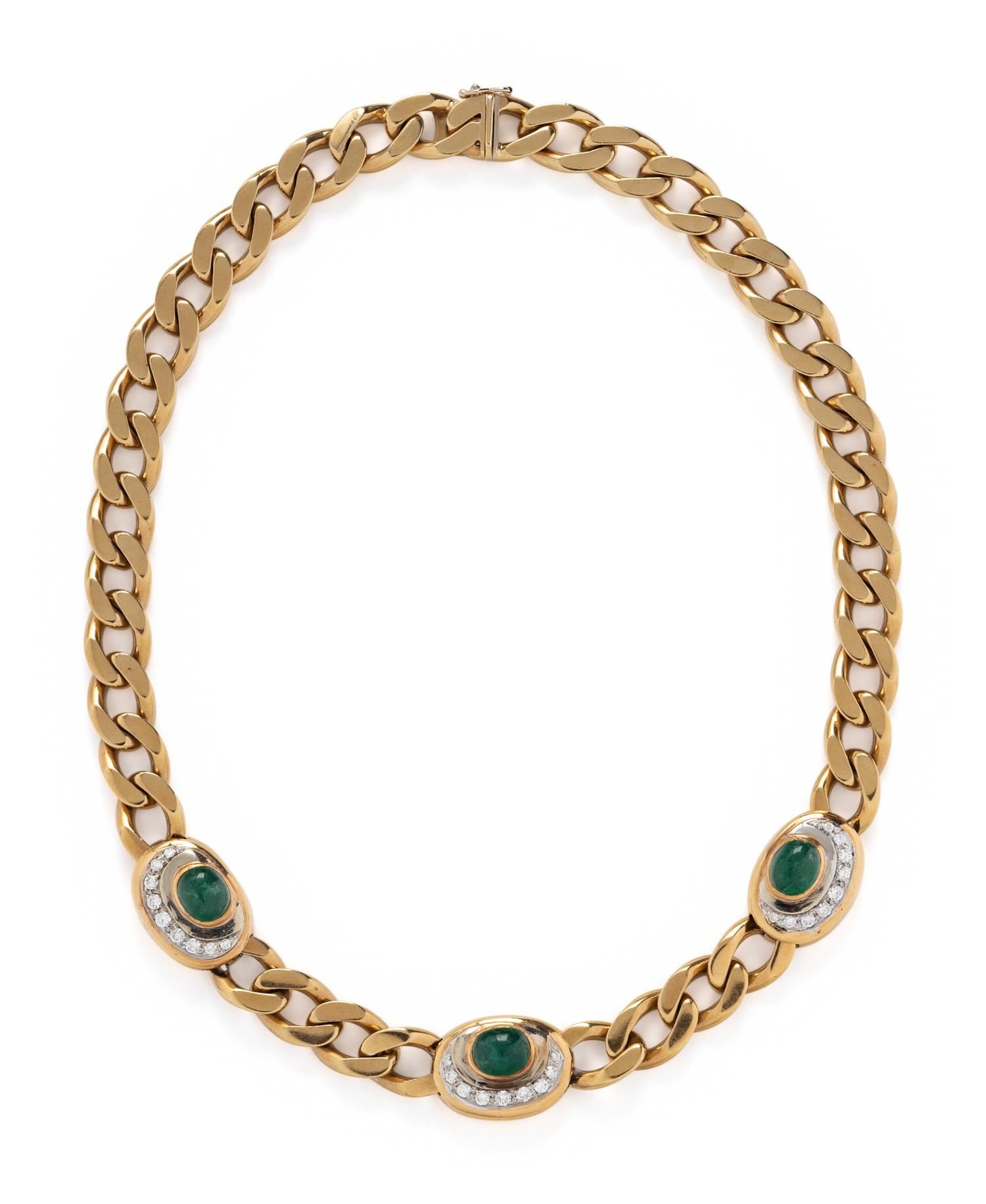 NICOLIS COLA, YELLOW GOLD, EMERALD, AND DIAMOND NECKLACE