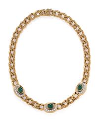 NICOLIS COLA, YELLOW GOLD, EMERALD, AND DIAMOND NECKLACE