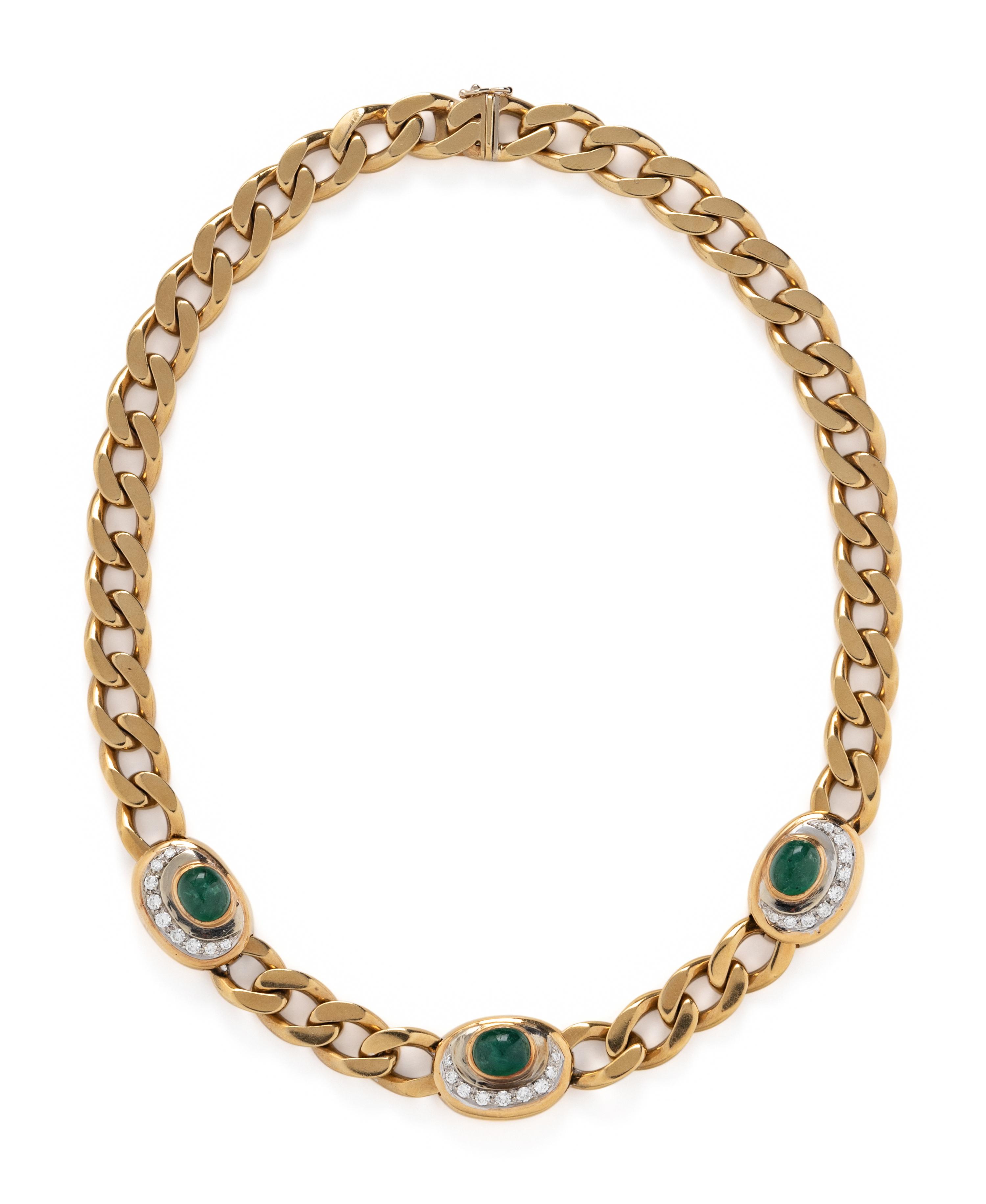 NICOLIS COLA, YELLOW GOLD, EMERALD, AND DIAMOND NECKLACE