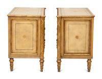 A Pair of Louis XVI Style Painted and Parcel Gilt Commodes — 20th Century