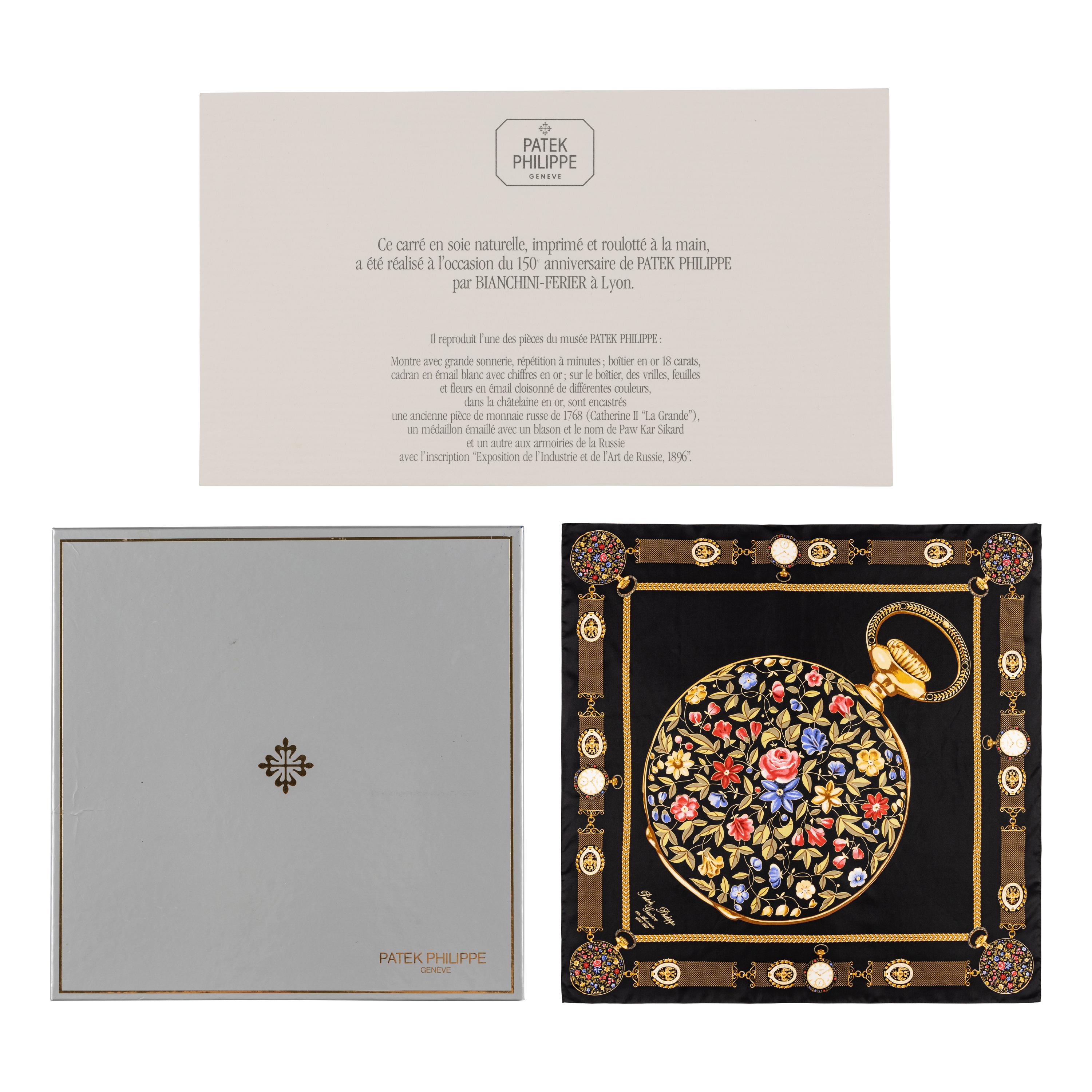 Patek Philippe, 150th Anniversary Printed Silk Scarf - With Box and Papers
