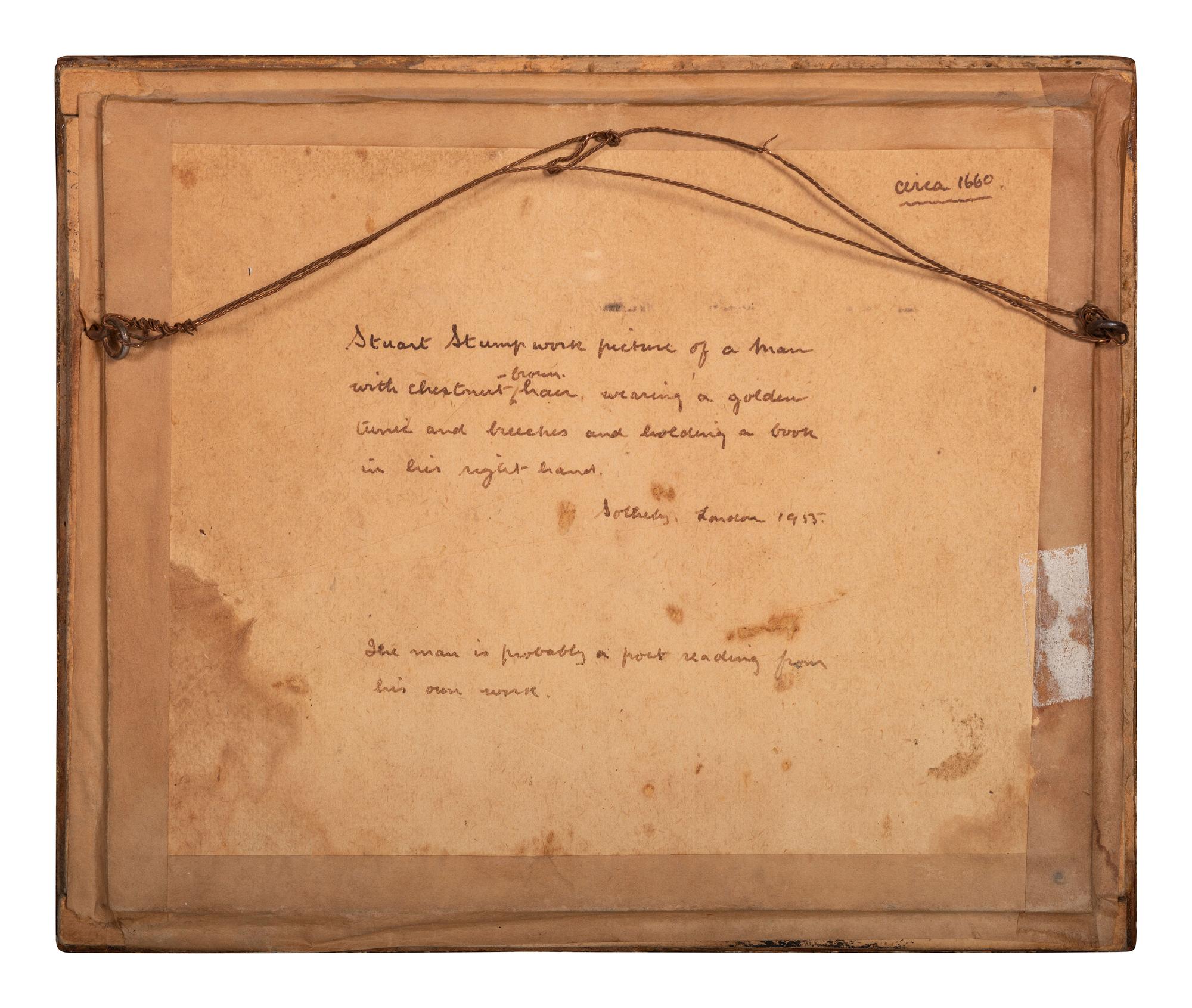 A Metallic Thread Stumpwork Embroidered Picture of Poet