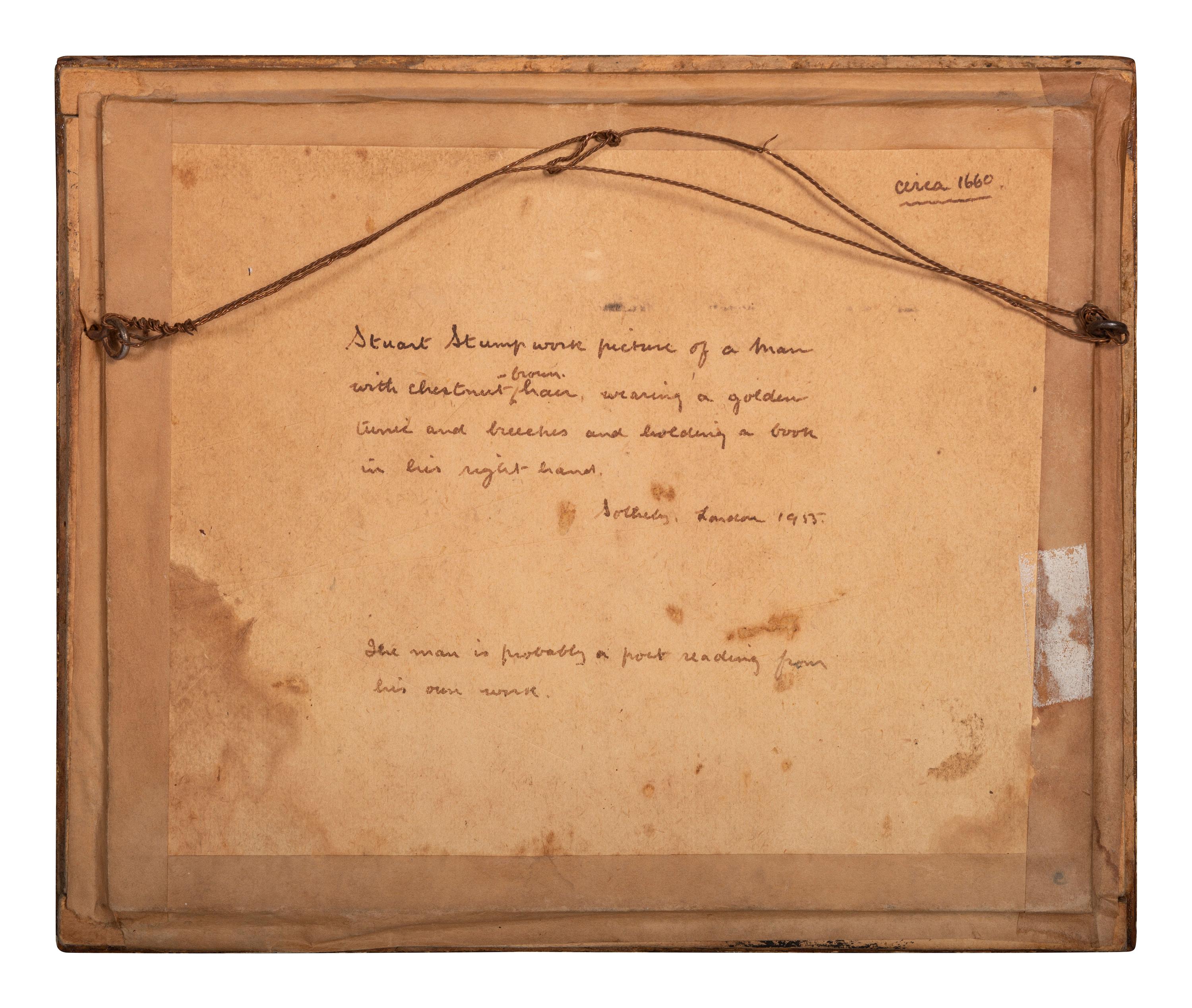 A Metallic Thread Stumpwork Embroidered Picture of Poet