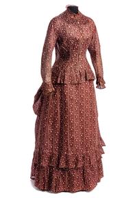Two Printed Cotton Dresses, and One Blouse, 1870-80s