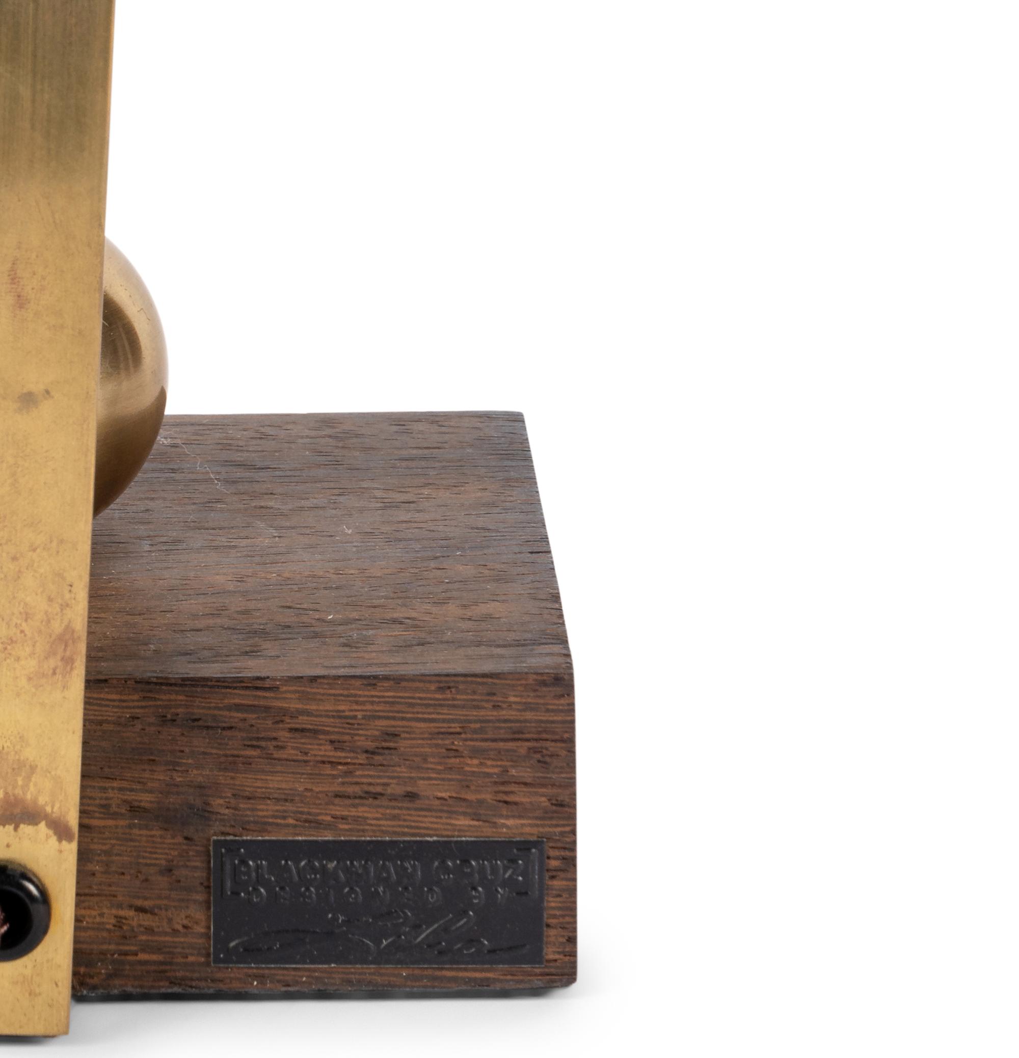A Contemporary Brass and Hardwood Desk Lamp