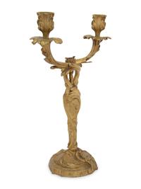 A Louis XV Style Gilt Bronze Two-Light Candelabrum