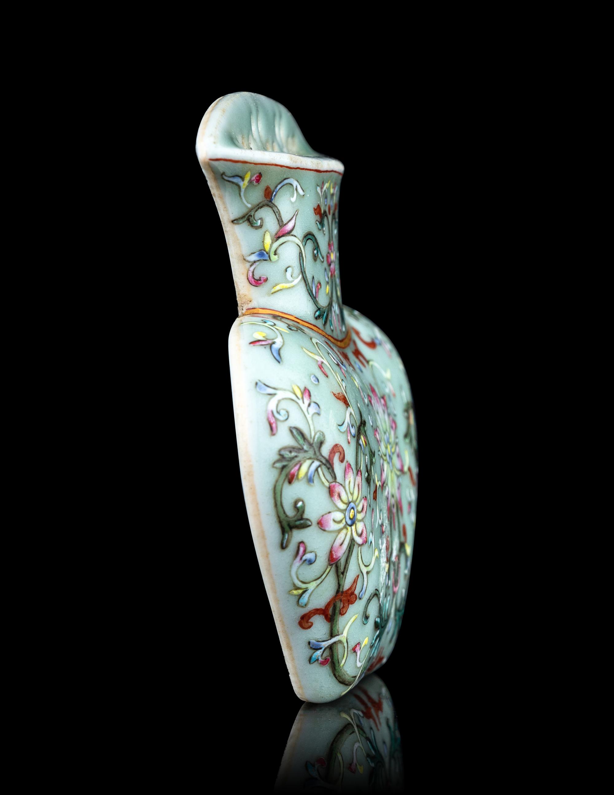 A Celadon Ground Famille Rose Porcelain Wall Vase