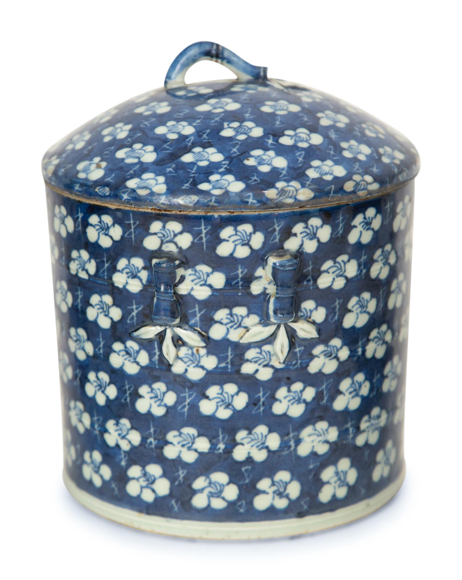Three Chinese Blue and White Porcelain Covered Jars