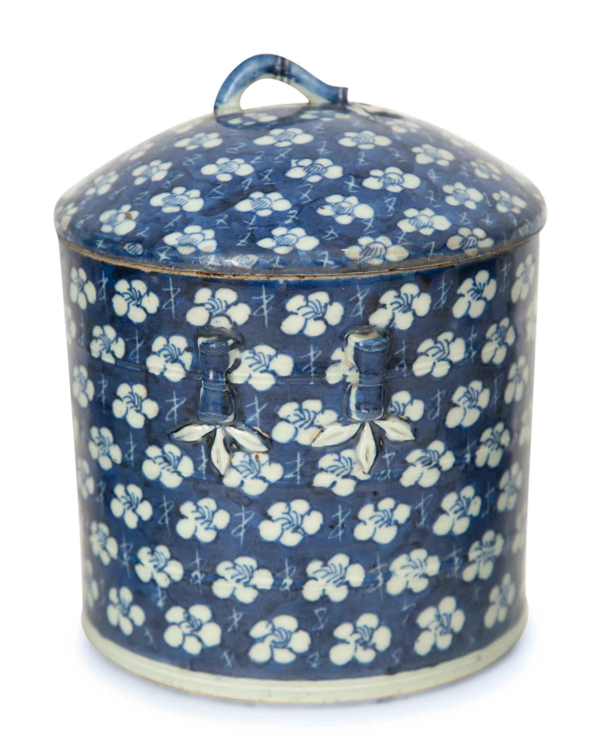 Three Chinese Blue and White Porcelain Covered Jars
