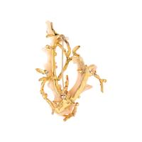 YELLOW GOLD, CORAL, SAPPHIRE AND RUBY BROOCH