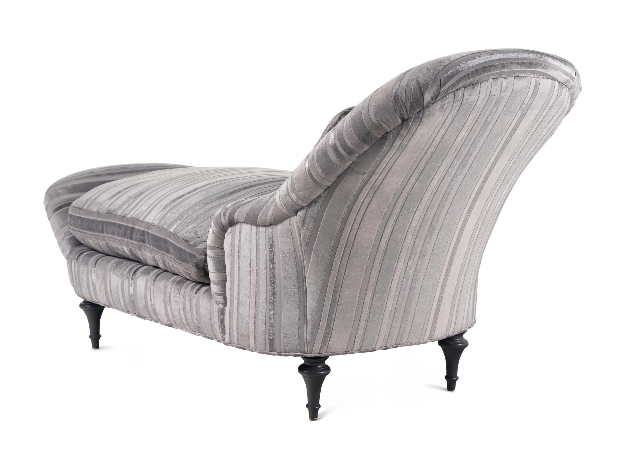 A Scalamandré-Retailed Chaise Longue with Cut Velvet Upholstery