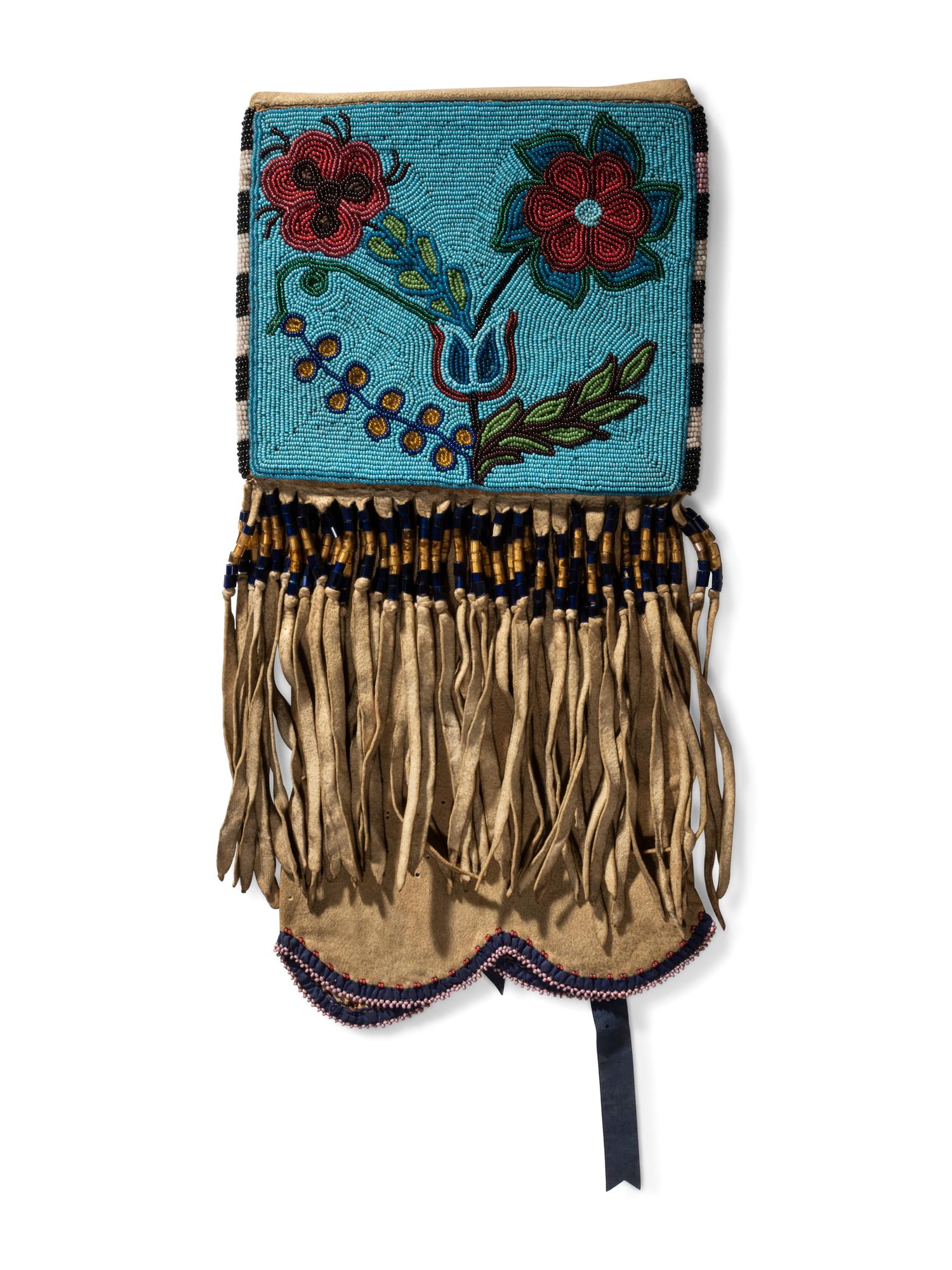 Anishinaabe Beaded Hide Tobacco Bag