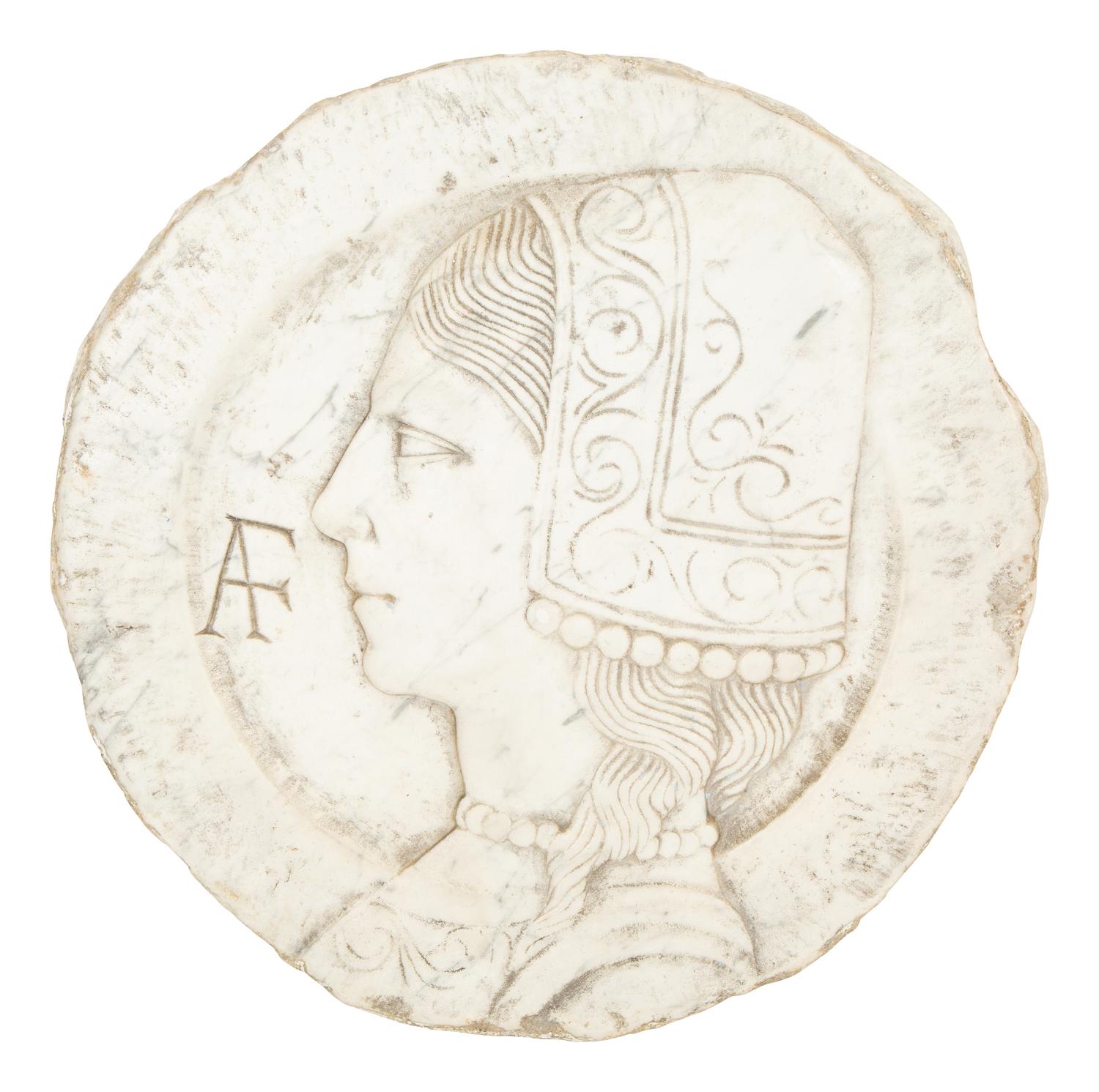 A Collection of Six Italian Marble Bas Relief Profile Portrait Plaques