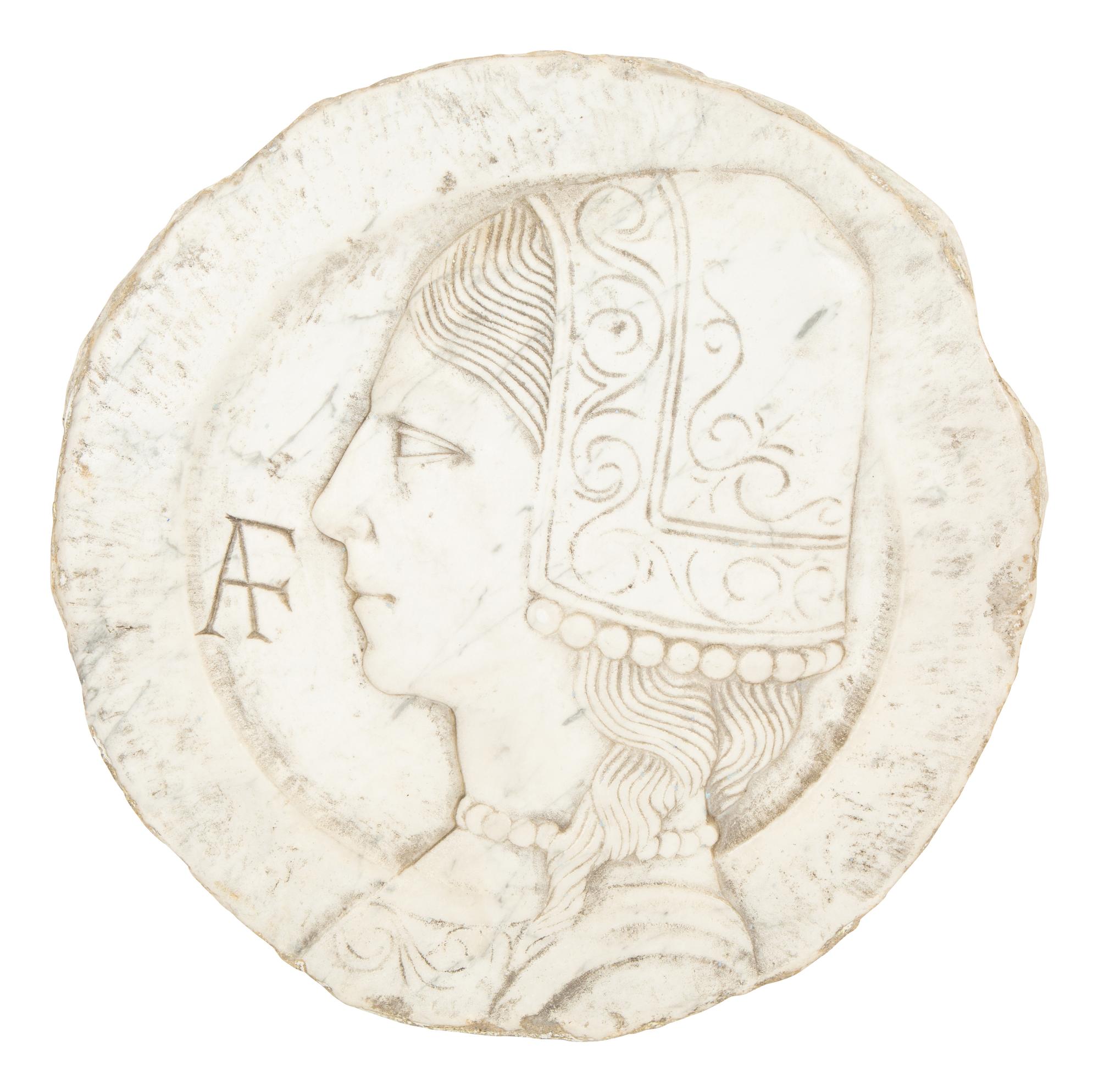 A Collection of Six Italian Marble Bas Relief Profile Portrait Plaques