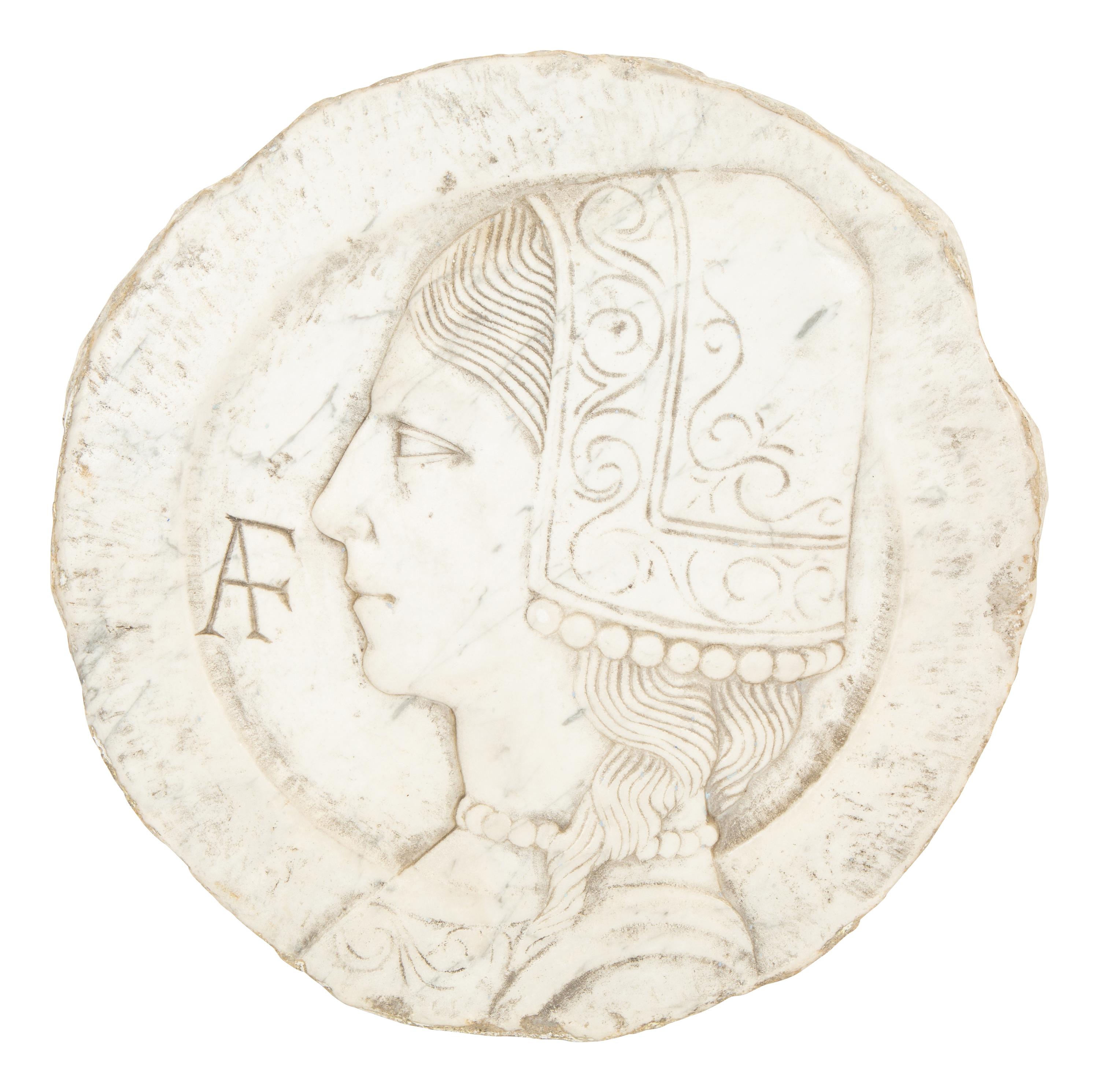 A Collection of Six Italian Marble Bas Relief Profile Portrait Plaques