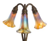 Tiffany Studios, a three-light Lily lamp