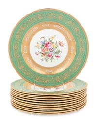 A Set of Twelve Crown Staffordshire Porcelain Dinner Plates
