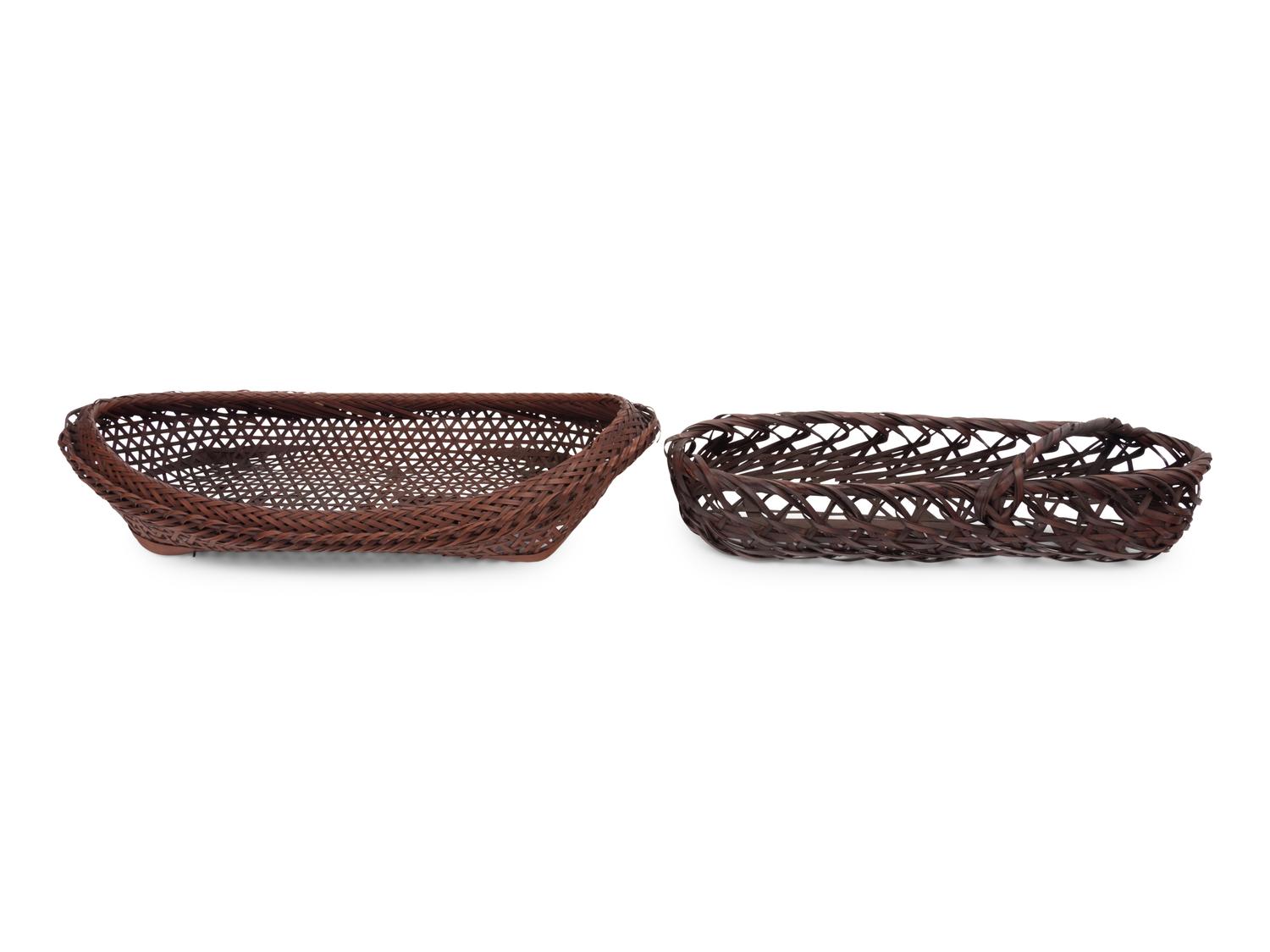 Two Japanese Ikebana Bamboo Flower Arranging Vessels