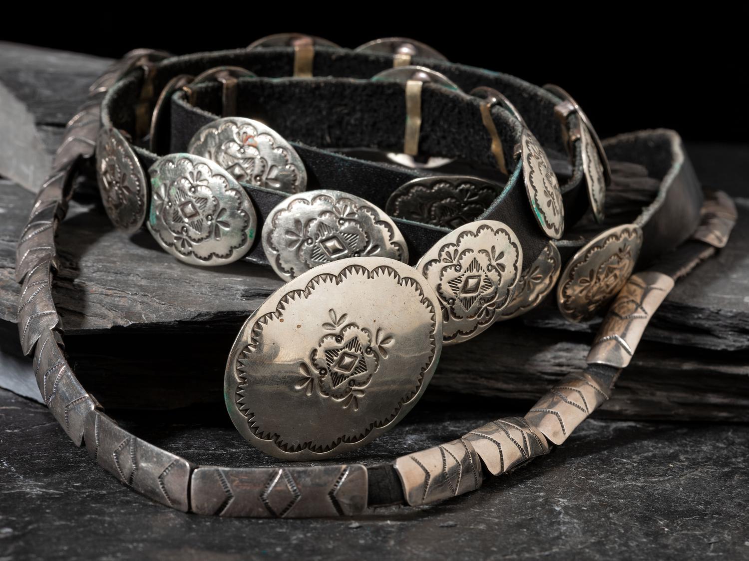 Navajo and Southwestern-style Slender Silver Concha Belts