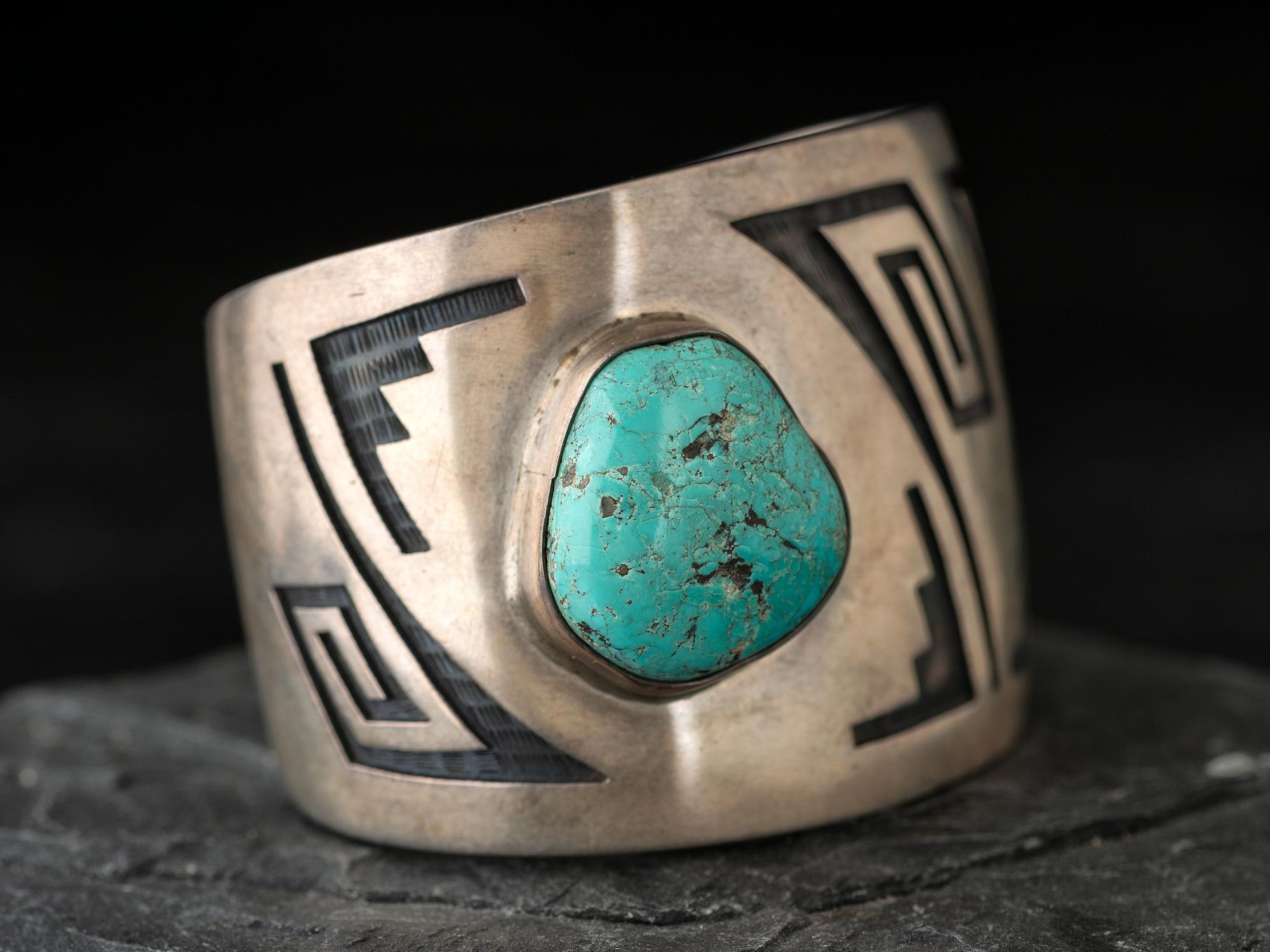 Sterling Silver Overlay and Turquoise Cuff Bracelet