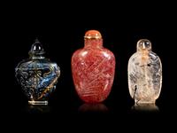 Three Chinese Precious Stone Snuff Bottles