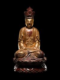 Two Vietnamese Gilt Lacquer Wood Buddhist Figures