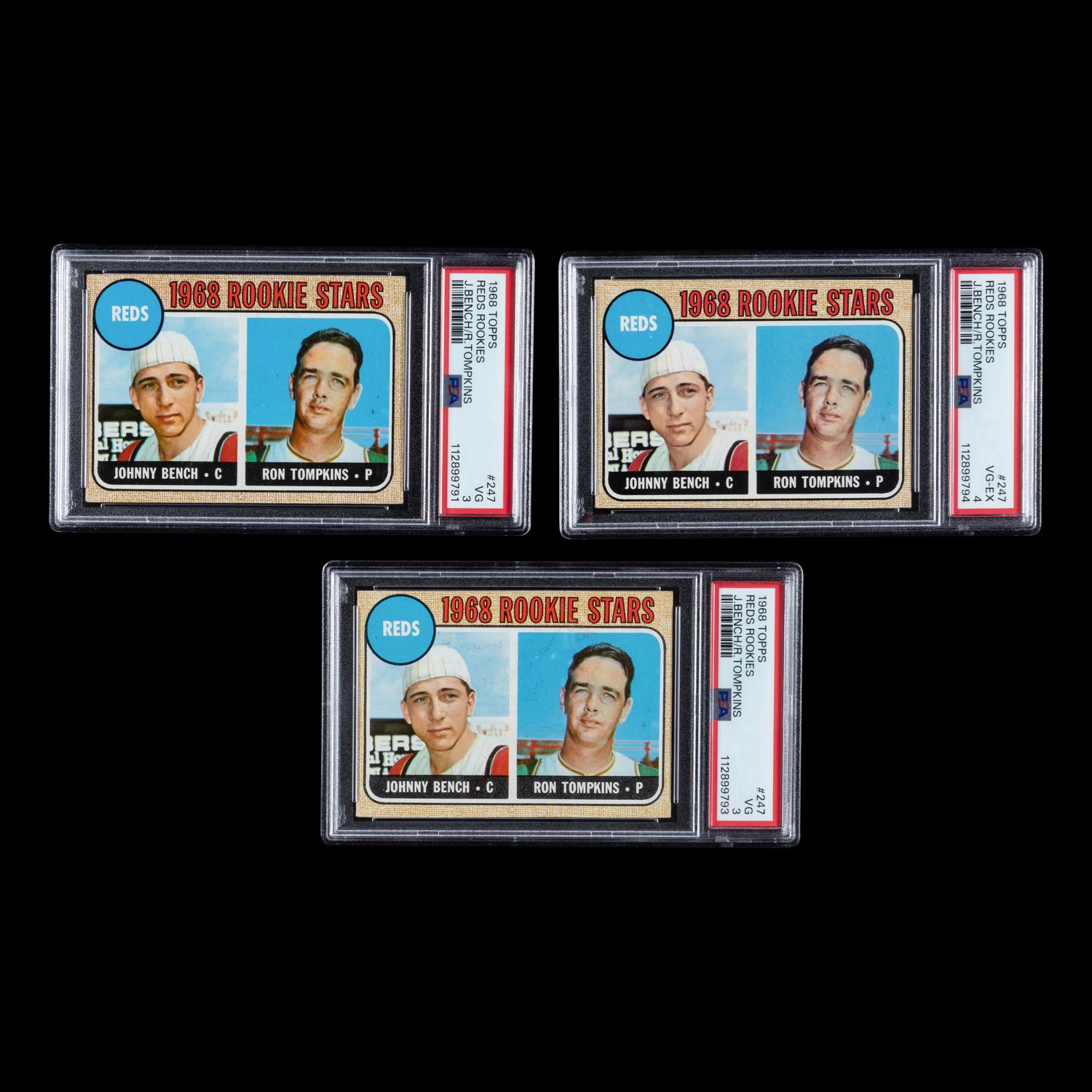 A Collection of PSA Graded 1968 Topps Johnny Bench Rookie Baseball Cards No. 247