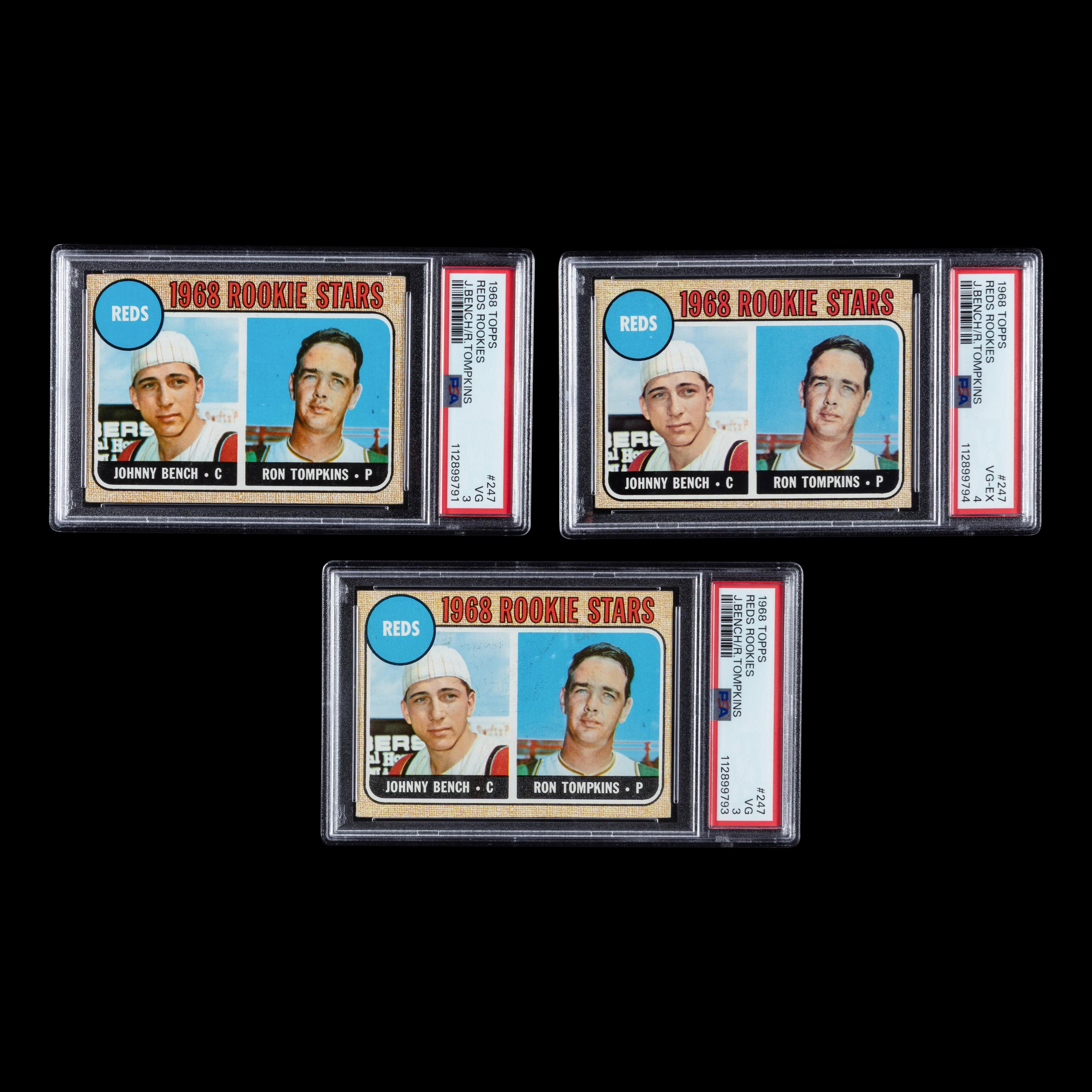 A Collection of PSA Graded 1968 Topps Johnny Bench Rookie Baseball Cards No. 247